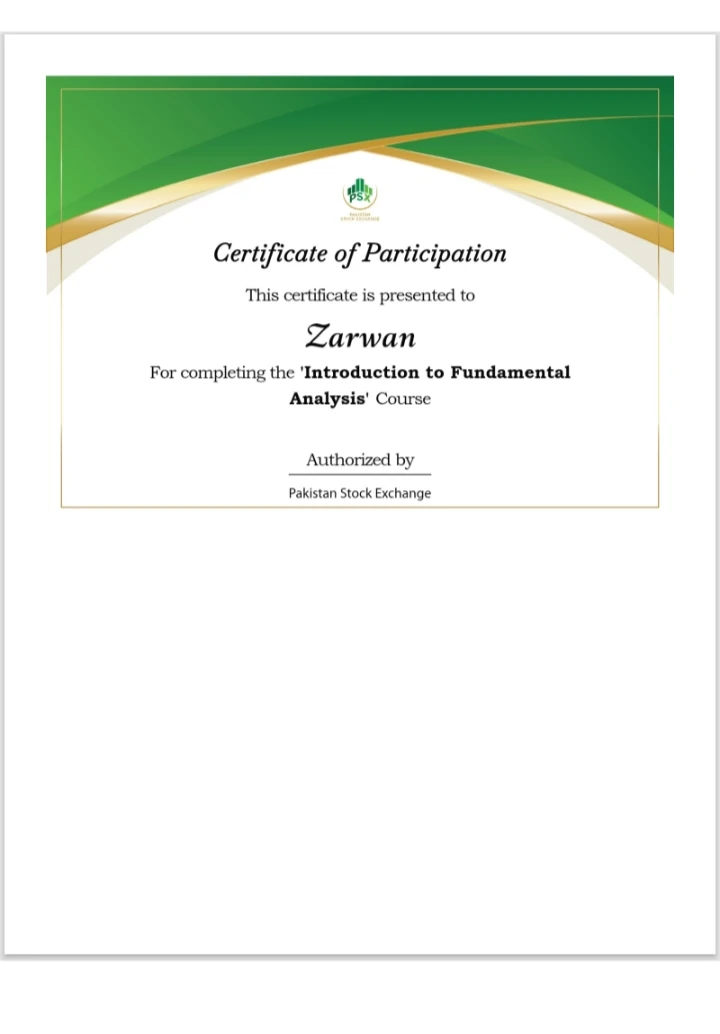Introduction to Fundamental Analysis certificate — Pakistan Stock Exchange